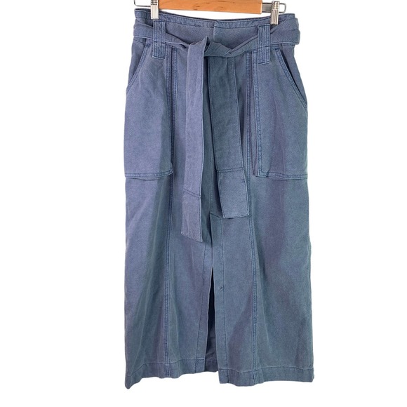 Free People Catching‎ Feelings Utility Inspired Midi Skirt Sz 4 - Picture 2 of 9